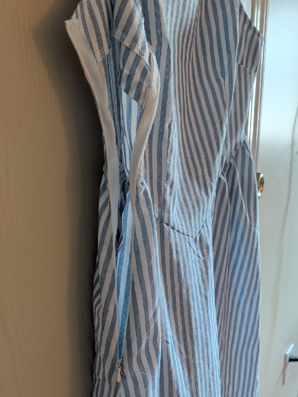 SHEIN Blue and White Striped Sleeveless Sundress - Petite M - Picture 3 of 6